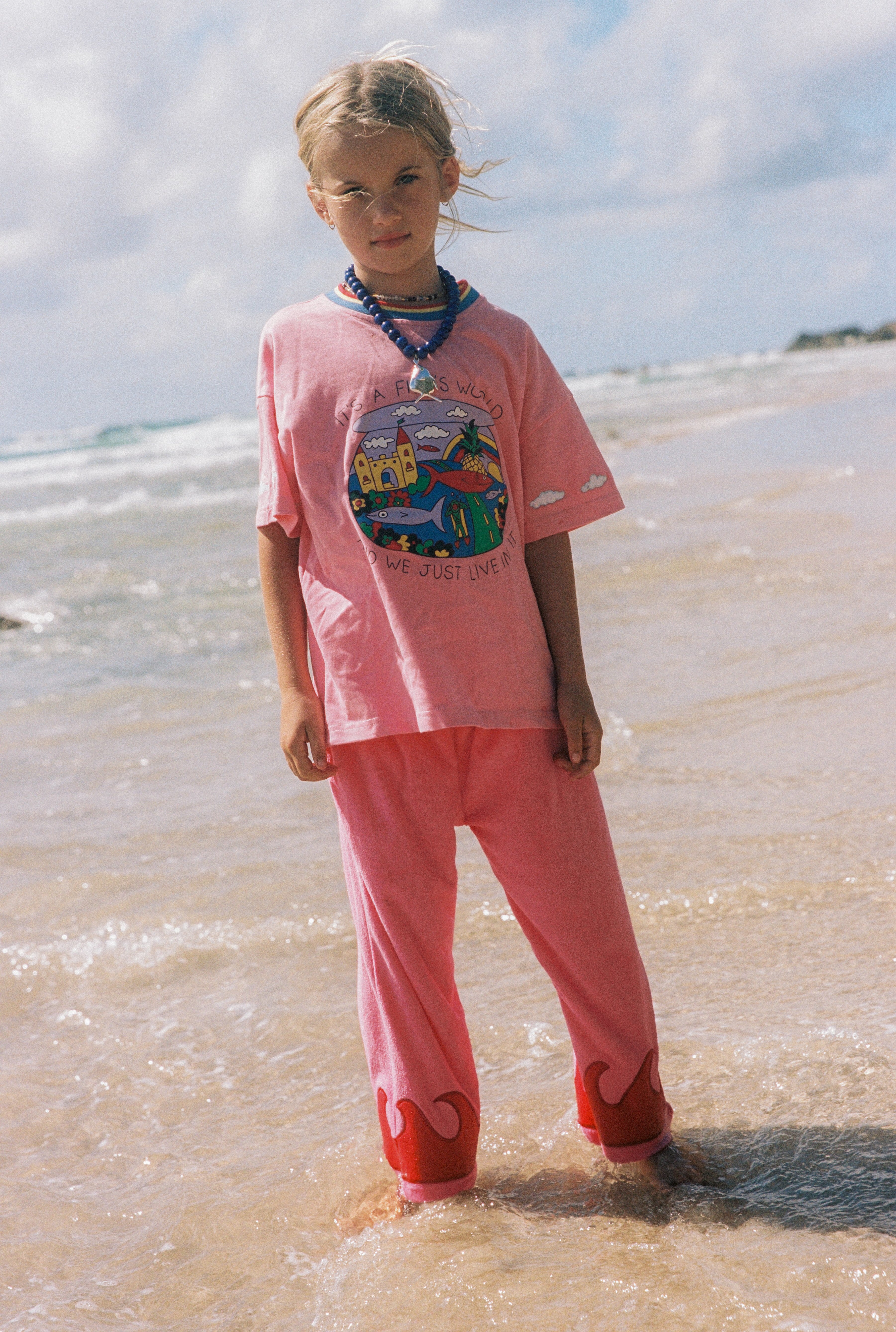 WAVE TERRY PANTS - CORAL CRUSH