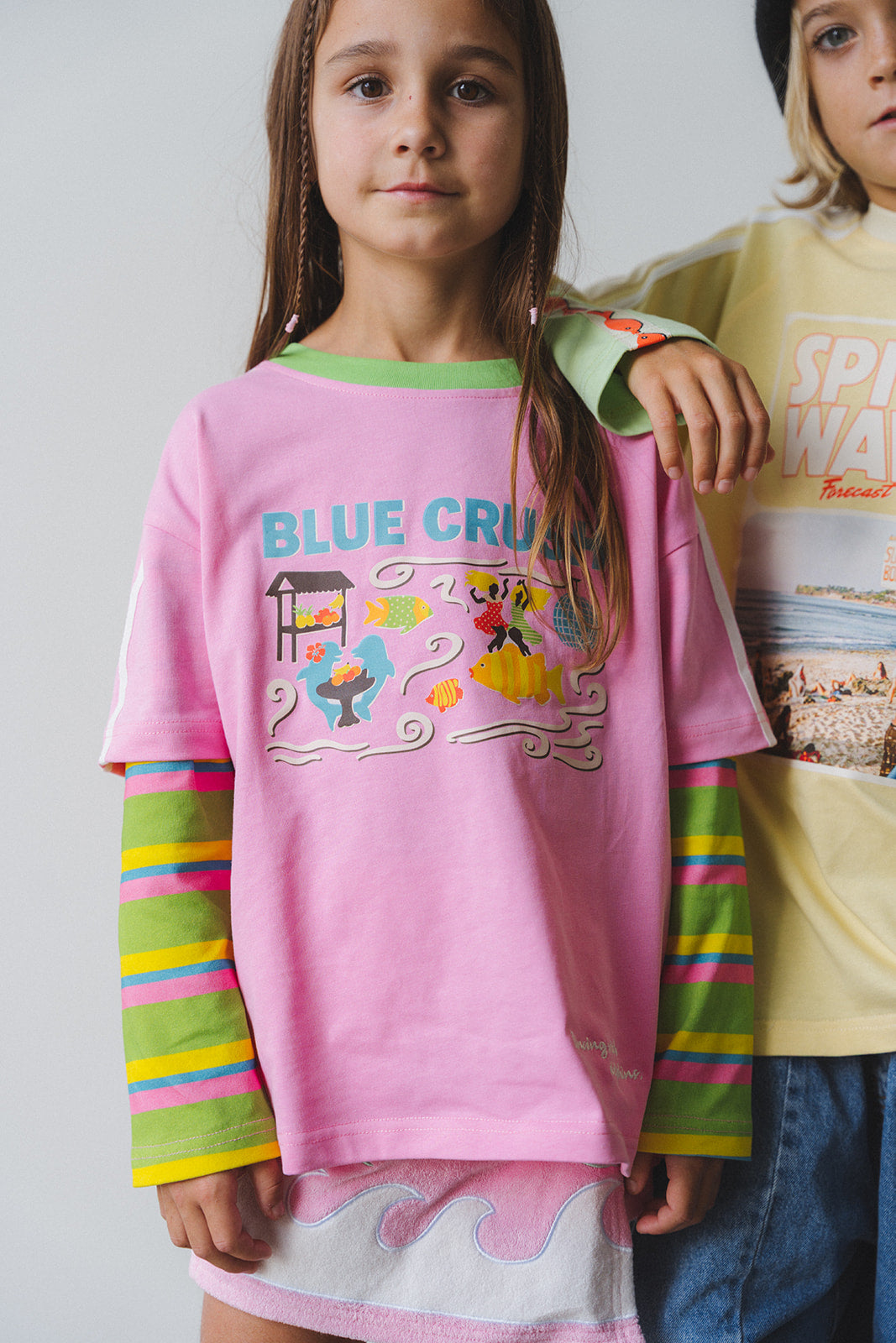 KIDS BLUE CRUSH LAYERED LONG SLEEVE IN PINK - PRE ORDER