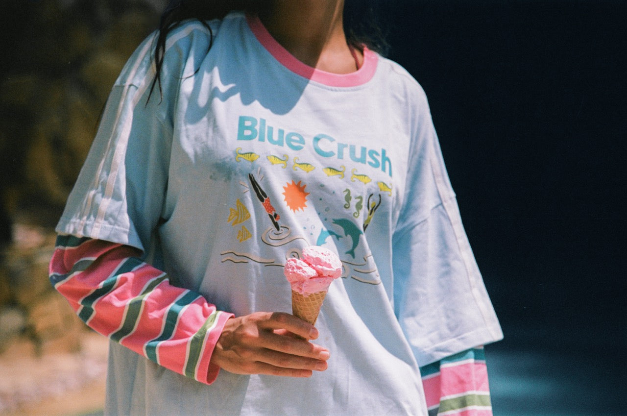 ADULTS BLUE CRUSH LAYERED LONG SLEEVE IN BLUE/GREEN - PRE ORDER