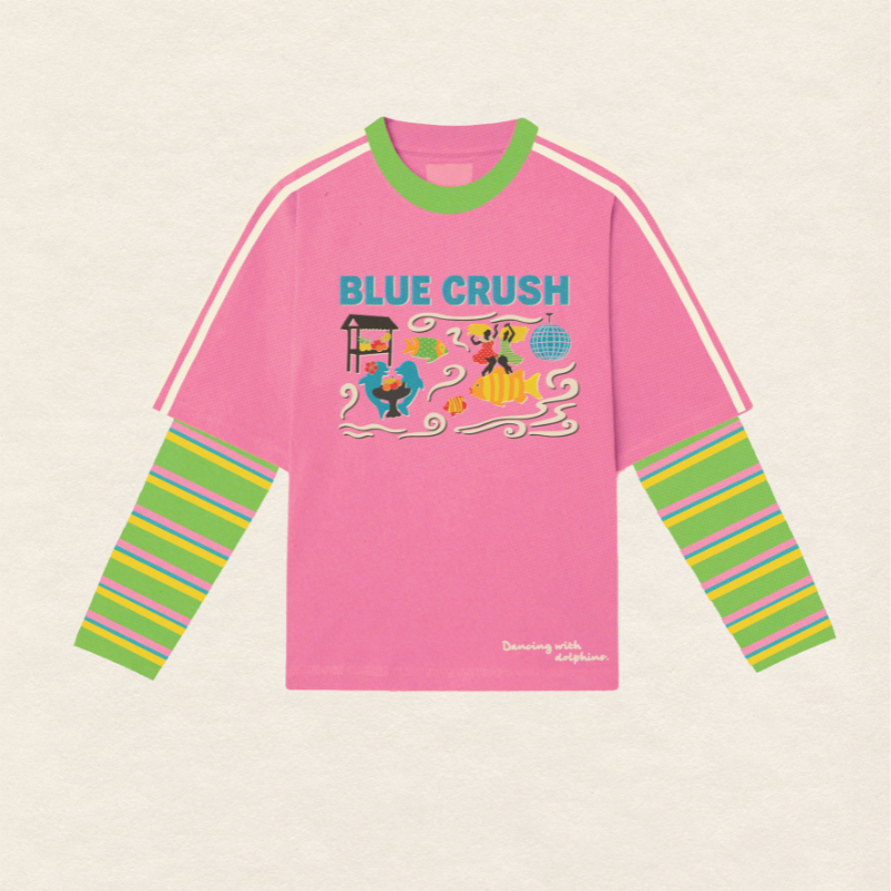 ADULTS BLUE CRUSH LAYERED LONG SLEEVE IN PINK/GREEN - PRE ORDER