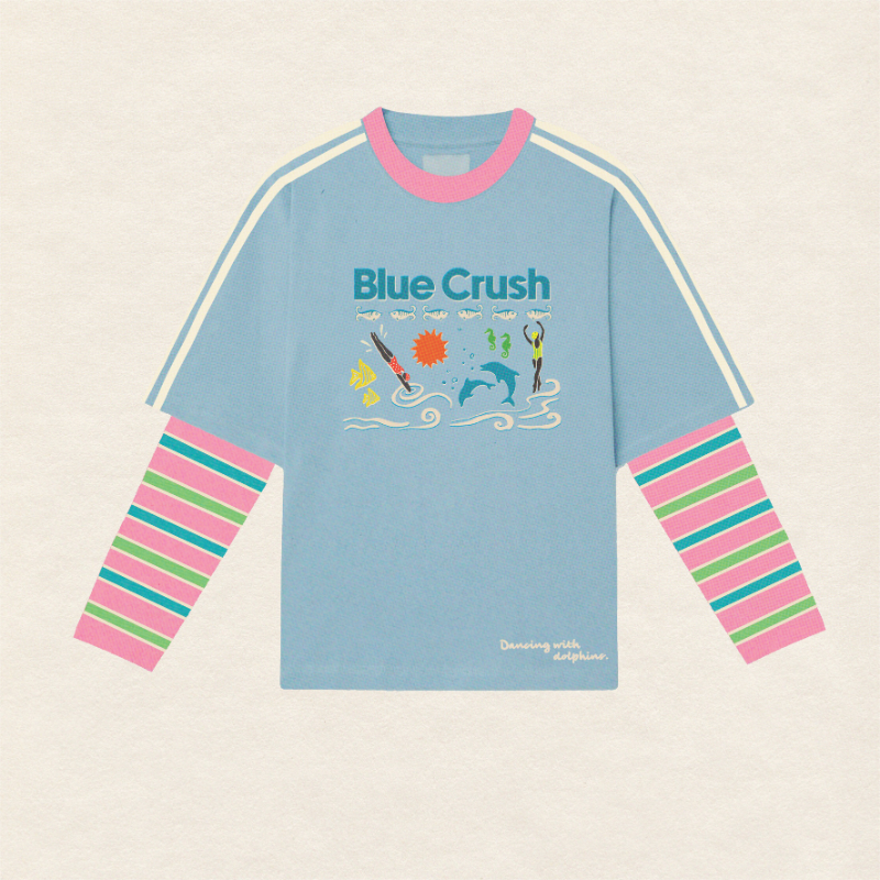 ADULTS BLUE CRUSH LAYERED LONG SLEEVE IN BLUE/GREEN - PRE ORDER