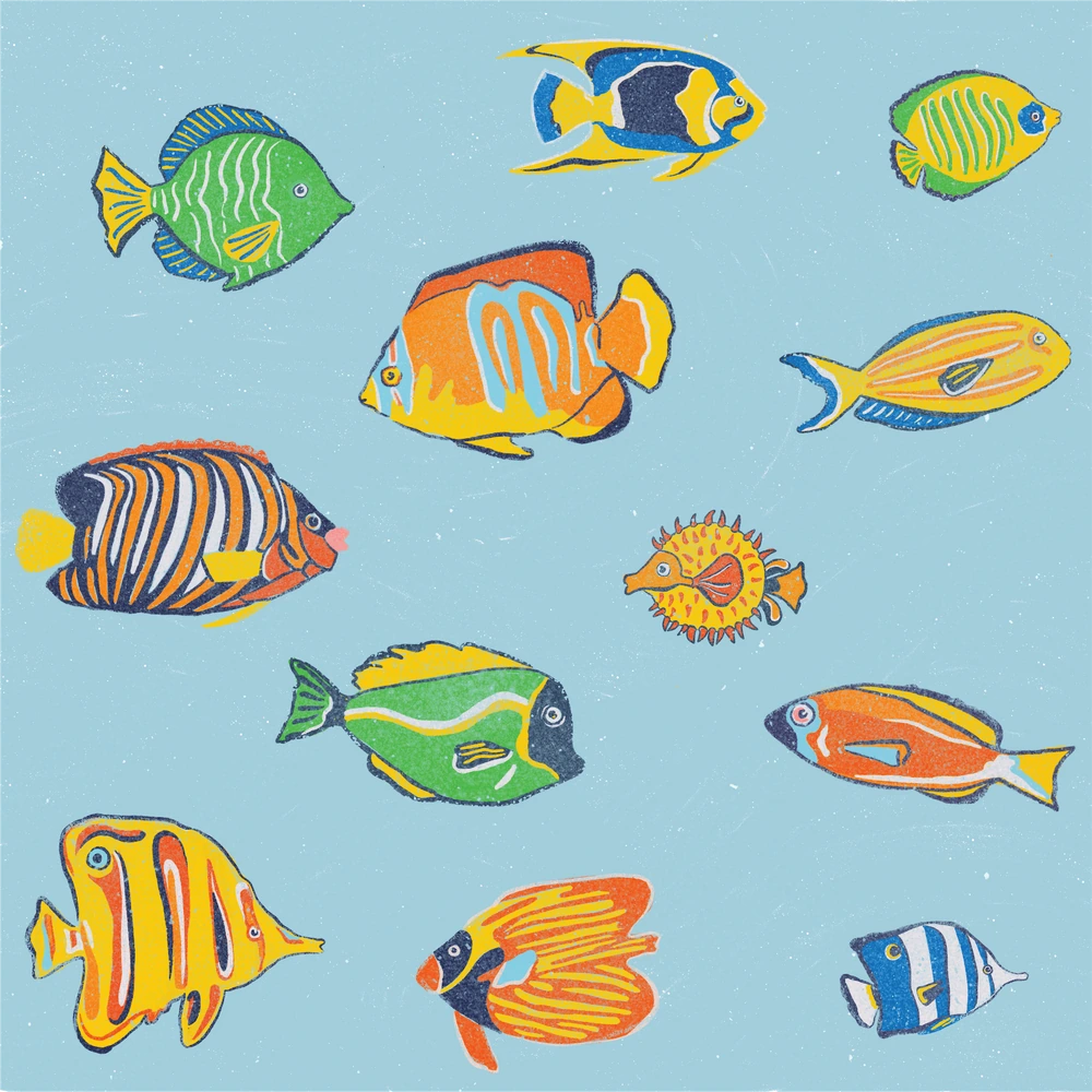 Spicy Dugong hand-drawn fish print