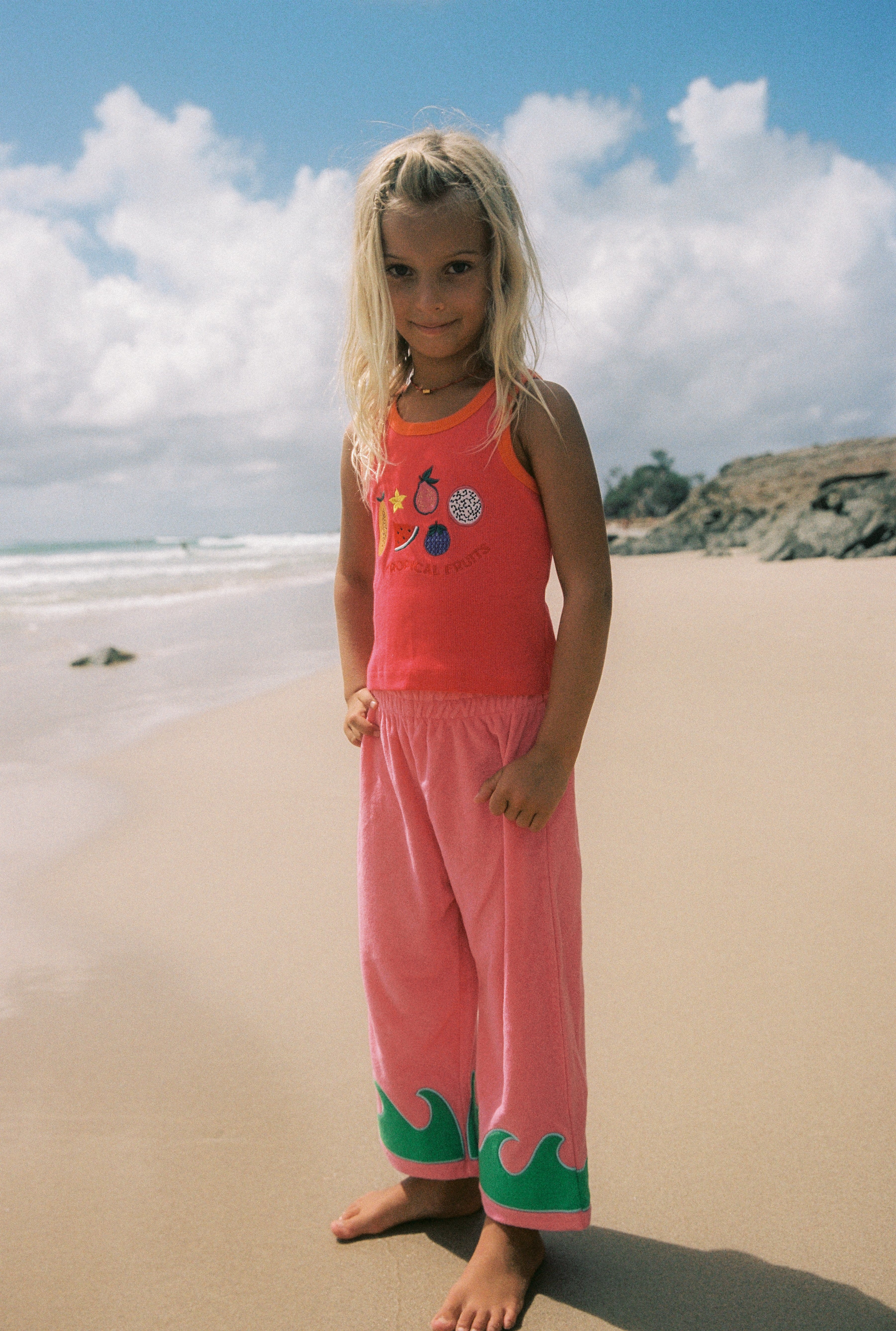 WAVE TERRY PANTS - GUAVA REEF