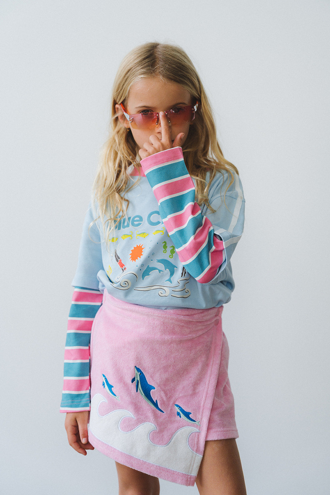 KIDS BLUE CRUSH LAYERED LONG SLEEVE IN BLUE - PRE ORDER