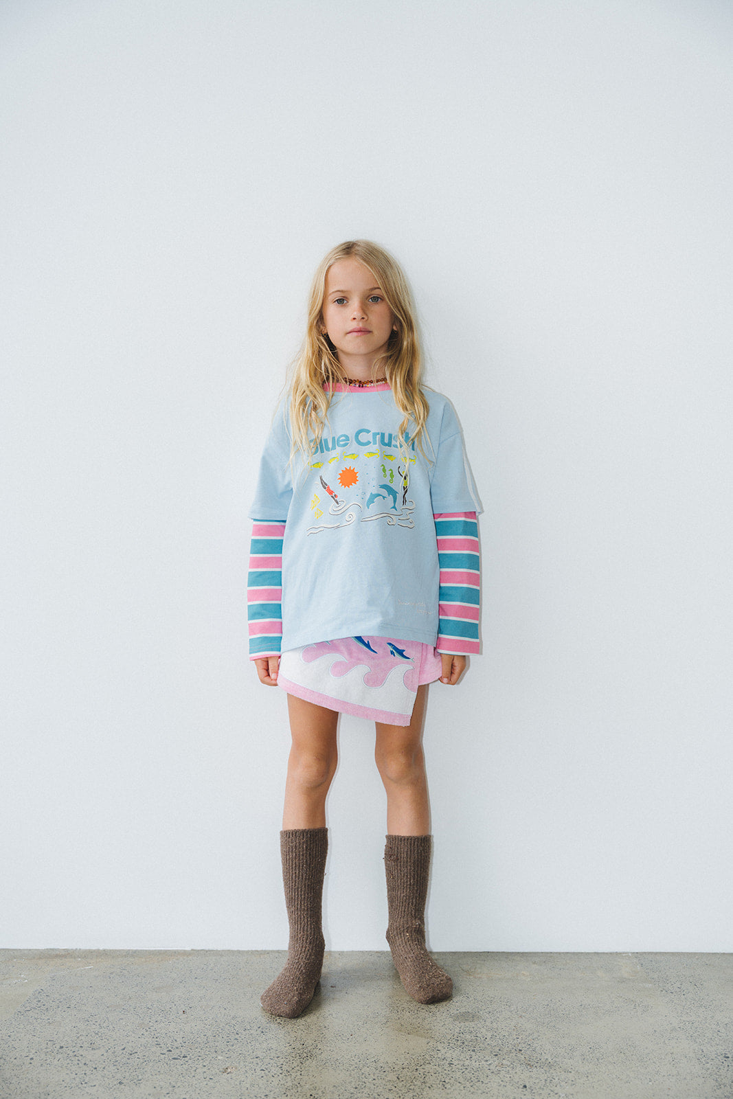 KIDS BLUE CRUSH LAYERED LONG SLEEVE IN BLUE - PRE ORDER