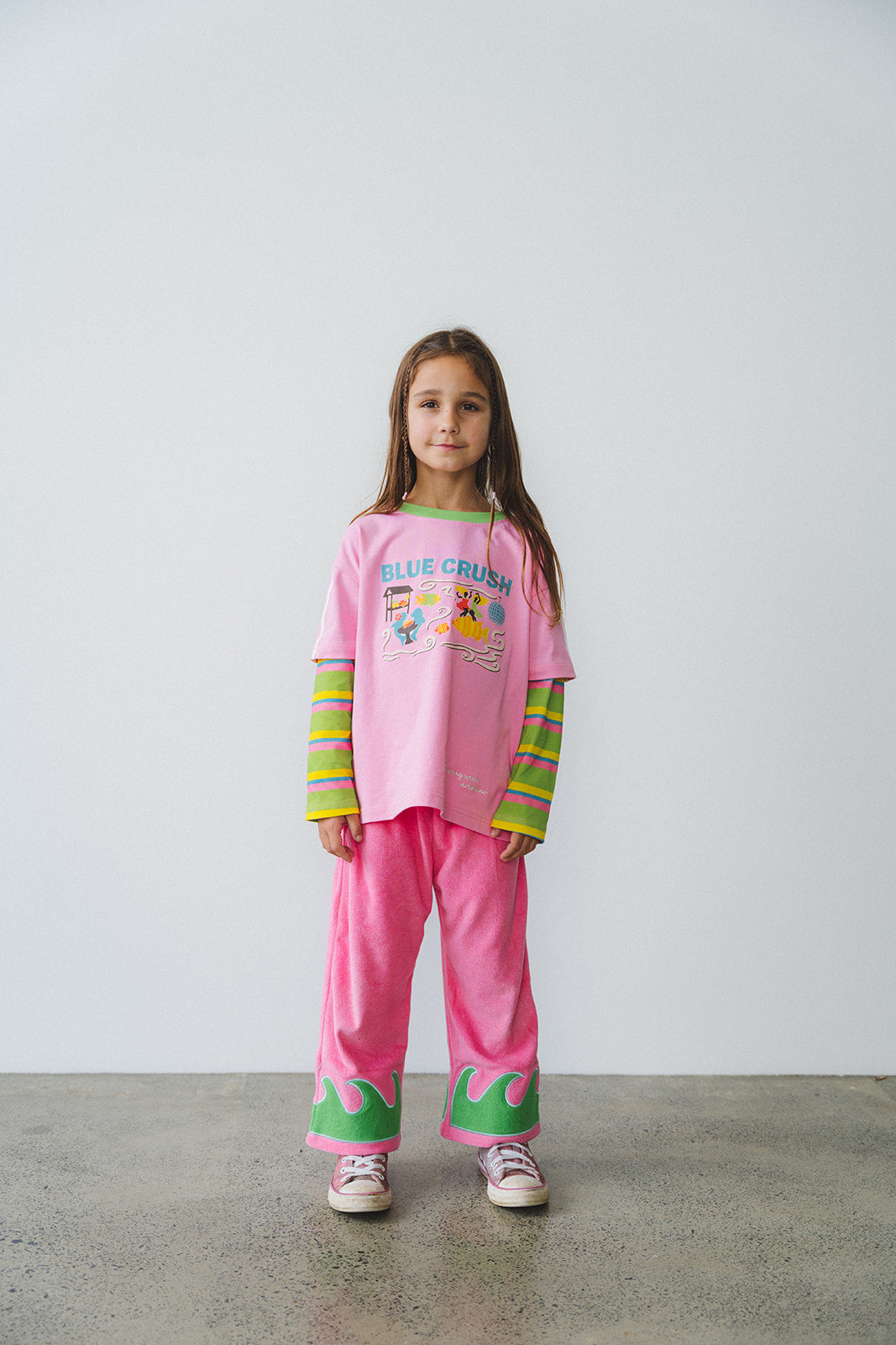 KIDS BLUE CRUSH LAYERED LONG SLEEVE IN PINK - PRE ORDER