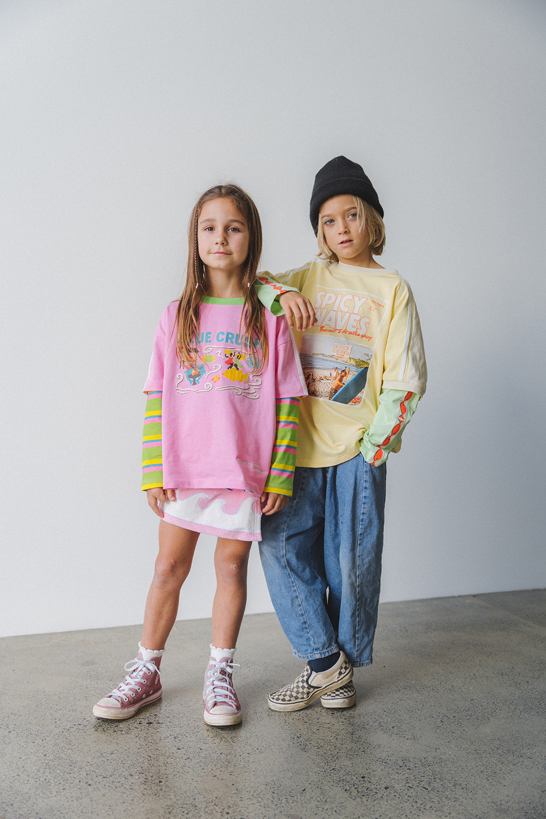 KIDS BLUE CRUSH LAYERED LONG SLEEVE IN PINK - PRE ORDER