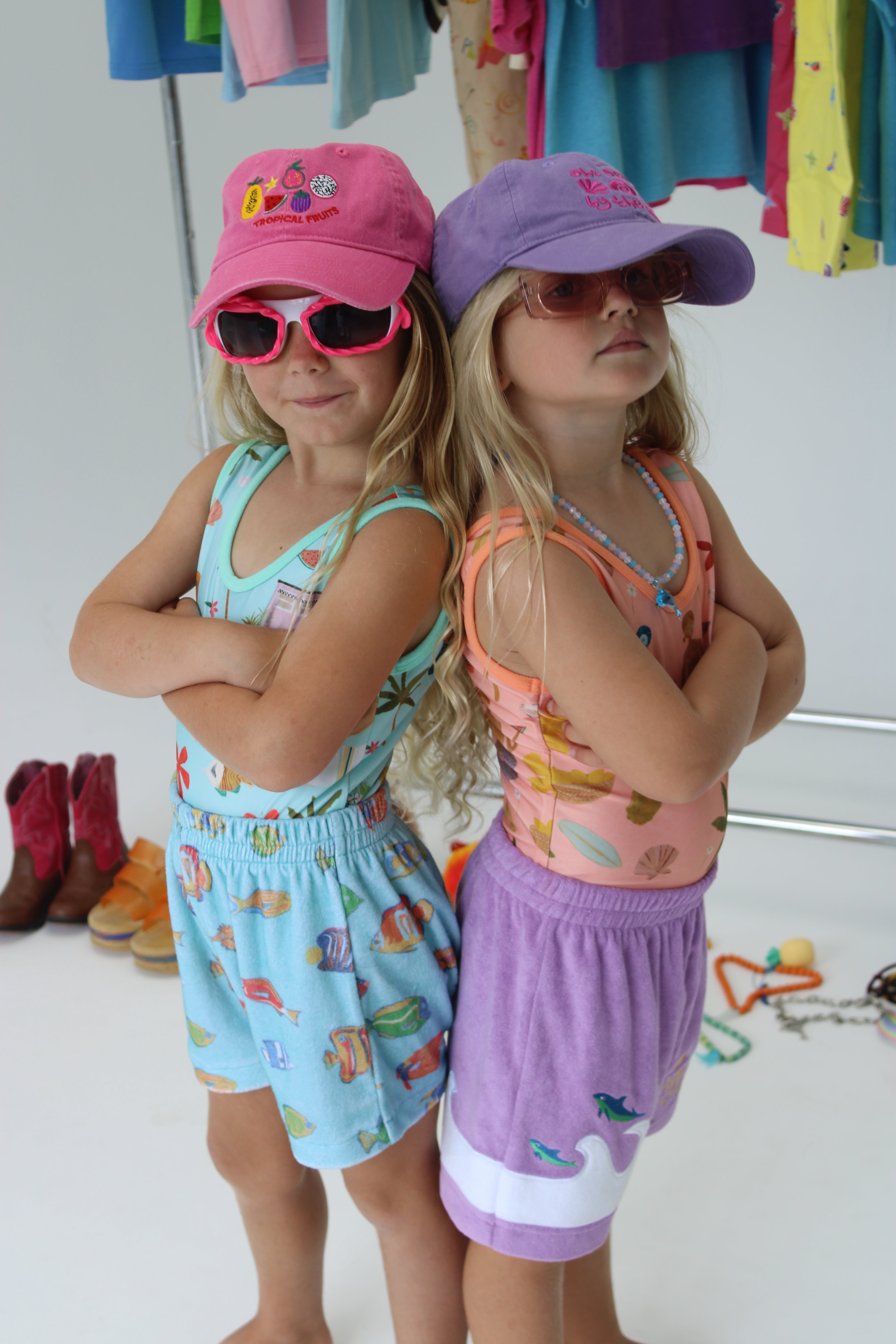 VINTAGE KIDS FISH TERRY SHORTS