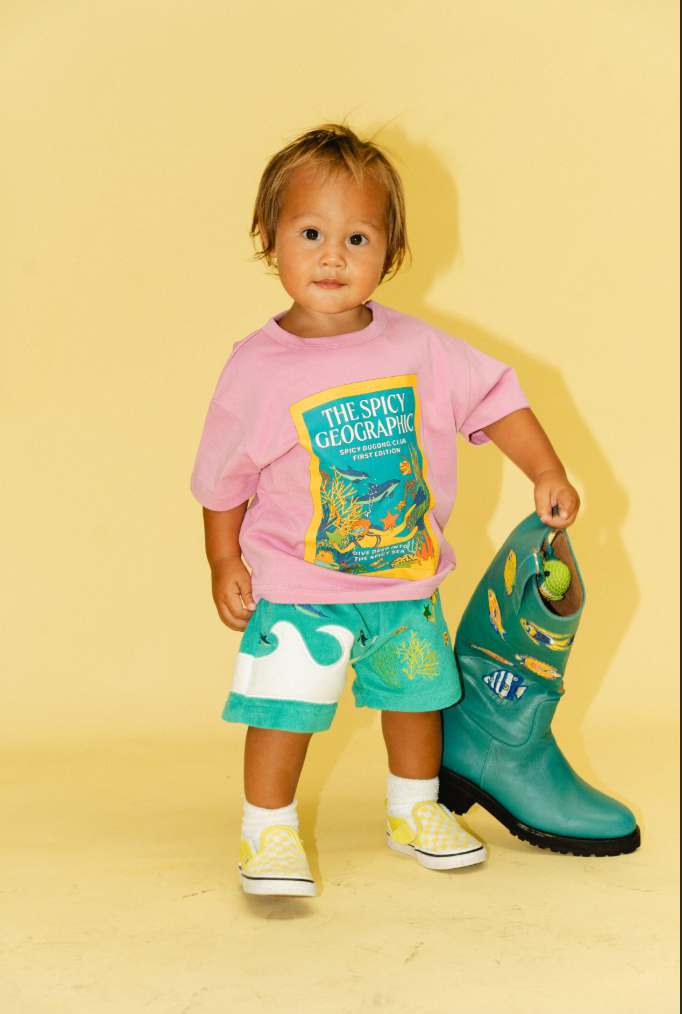 KIDS SPICY GEO TEE IN PINK