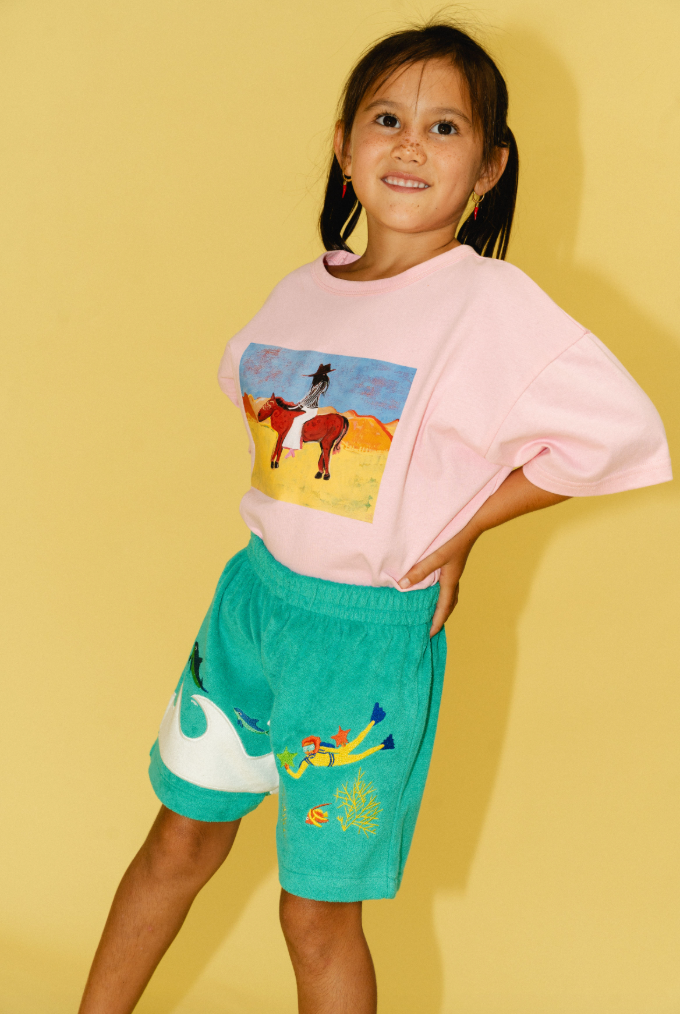 KIDS TERRY SCUBA SHORTS IN AQUA