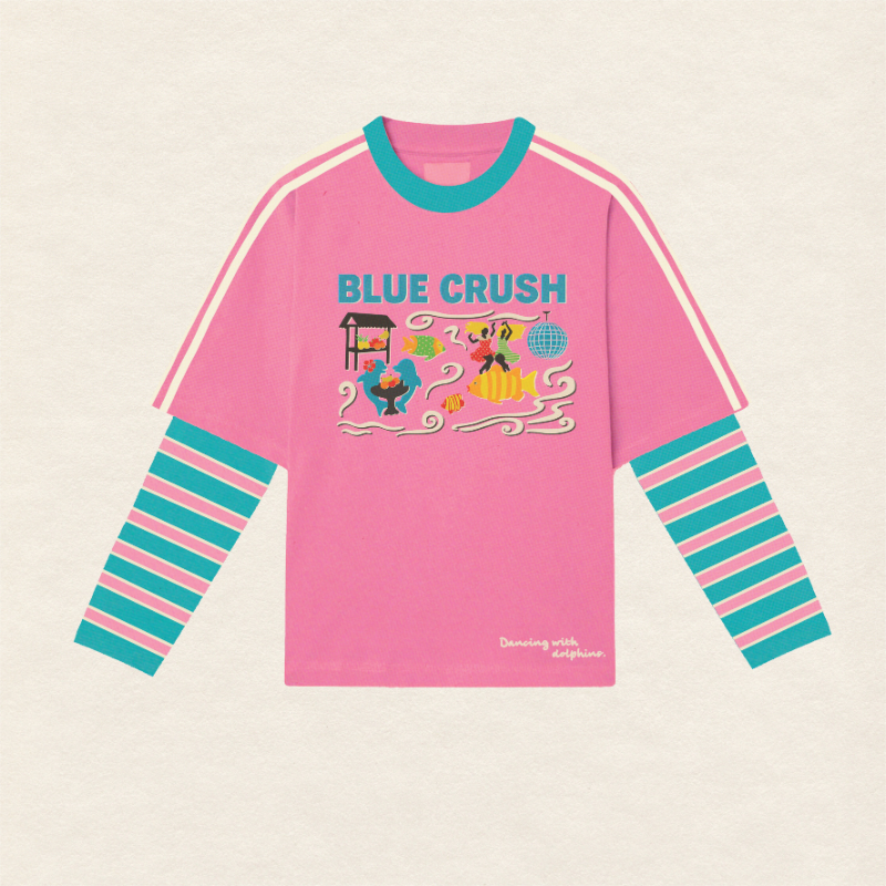 ADULTS BLUE CRUSH LAYERED LONG SLEEVE IN PINK/BLUE - PRE ORDER